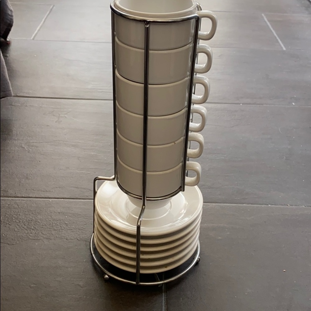 Espresso cups, saucers and stand